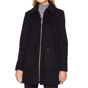 Michael Kors Zip Front Wool w Patch Pockets coat S
